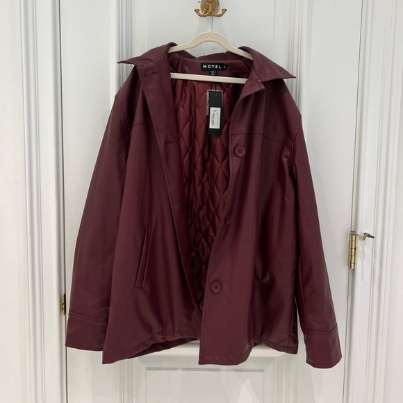 Motel Rocks Small Maroon Leather Jacket - Picture 2 of 3